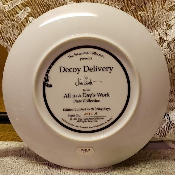 HP 😊 Vtg 94 Puppy Plate "All In A Days Work" Decoy - Picture 3 of 5